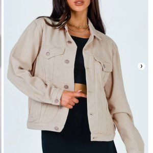 Princess Polly Western Denim Jacket Beige Size XS-S